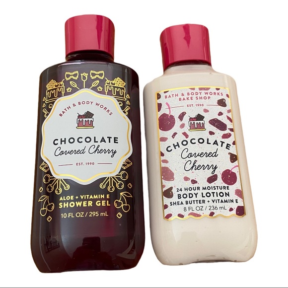 Bath Body Works Chocolate Cherry Shower Set NWT